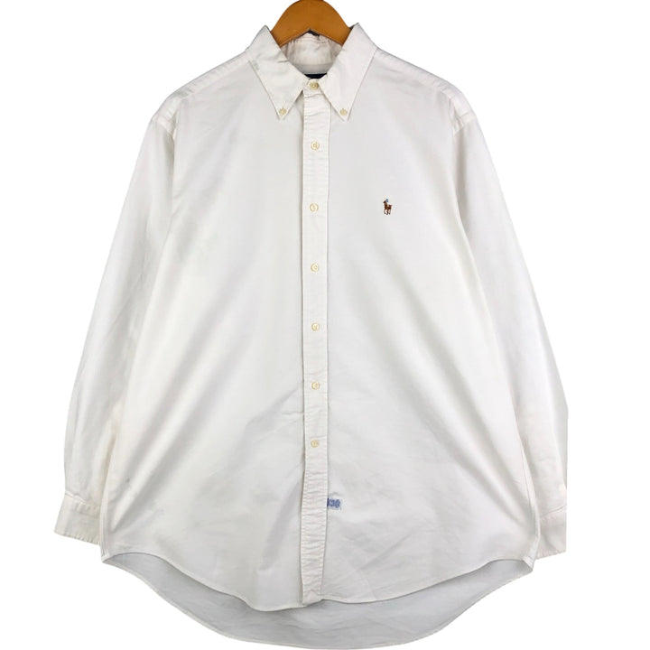 Ralph Lauren long sleeve button down shirt, men's size L cotton white type Vintage Second Hand
