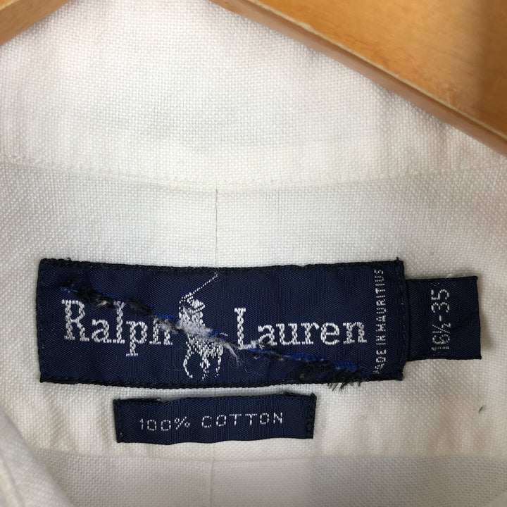 Ralph Lauren long sleeve button down shirt, men's size L cotton white type Vintage Second Hand