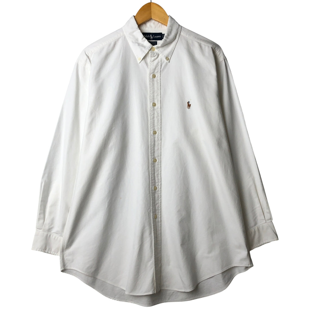 Ralph Lauren YARMOUTH long sleeve button down shirt, men's size L cotton white type Vintage Second Hand