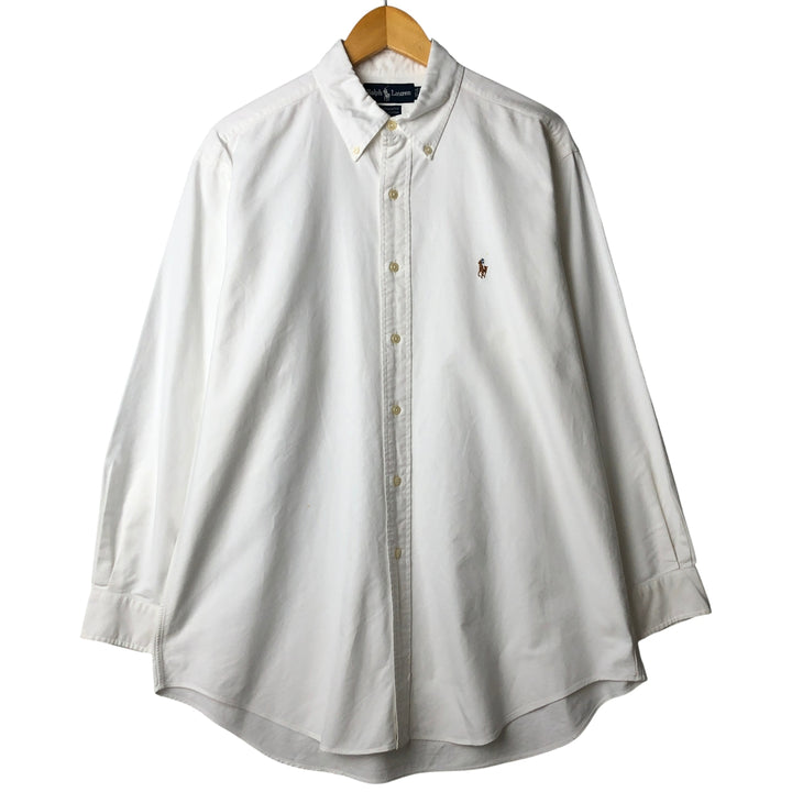Ralph Lauren YARMOUTH long sleeve button down shirt, men's size L cotton white type Vintage Second Hand