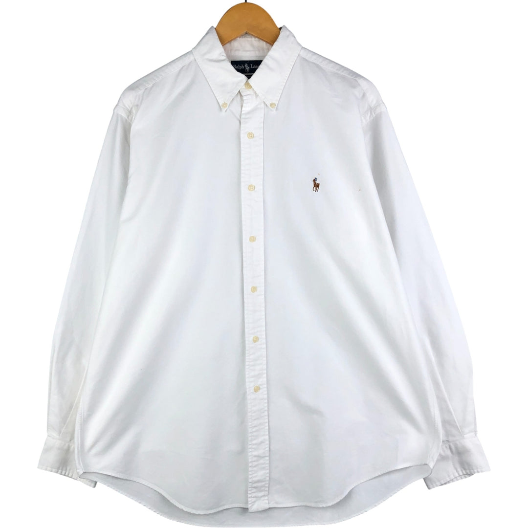 Ralph Lauren YARMOUTH long sleeve button down shirt, men's size L cotton white type Vintage Second Hand