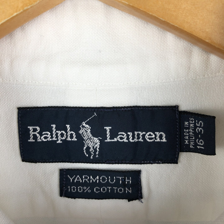 Ralph Lauren YARMOUTH long sleeve button down shirt, men's size L cotton white type Vintage Second Hand