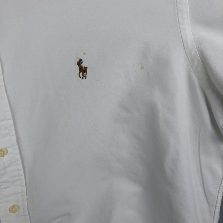Ralph Lauren YARMOUTH long sleeve button down shirt, men's size L cotton white type Vintage Second Hand