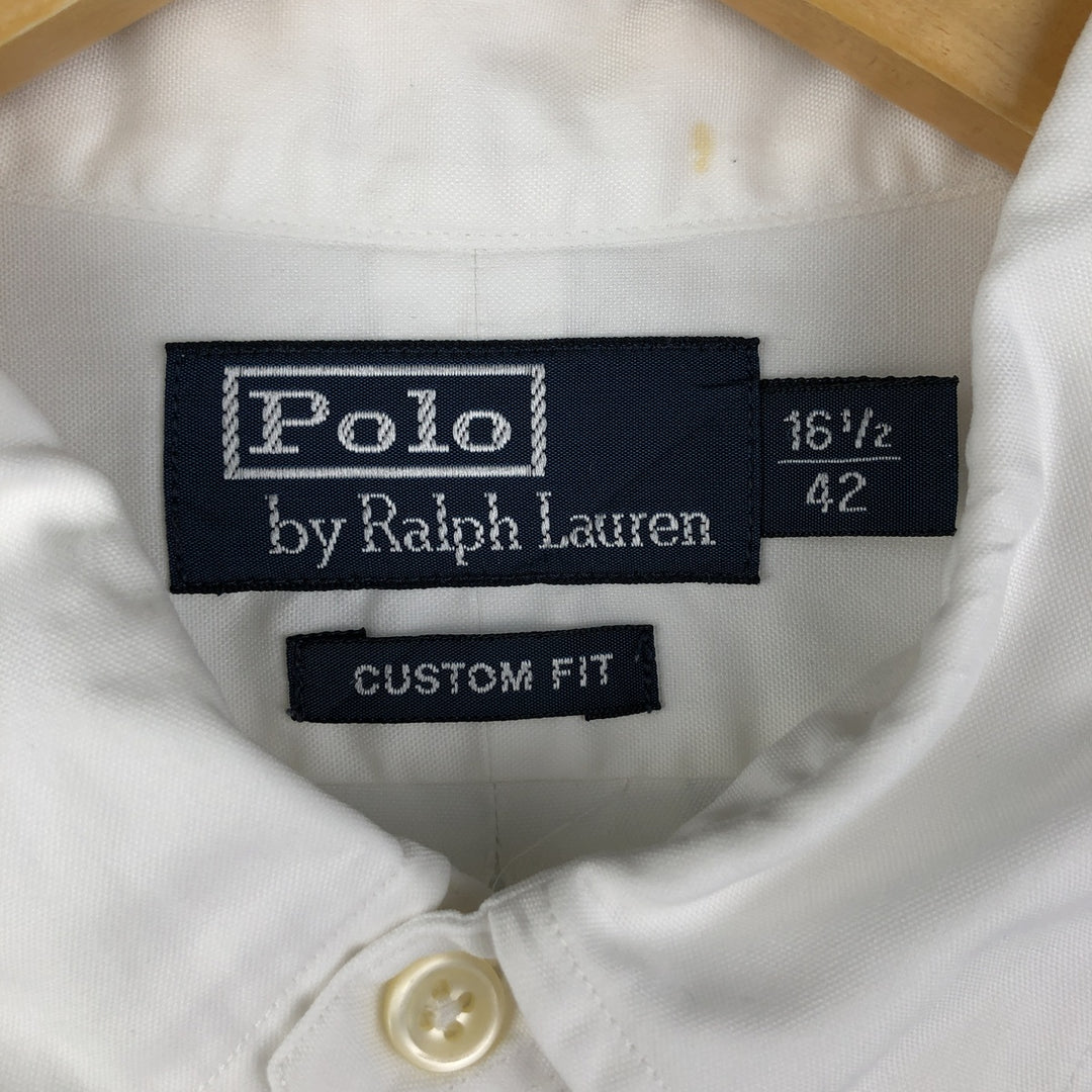Ralph Lauren POLO by Ralph Lauren CUSTOM FIT long-sleeved button-down shirt, men's size L cotton white type Vintage Second Hand
