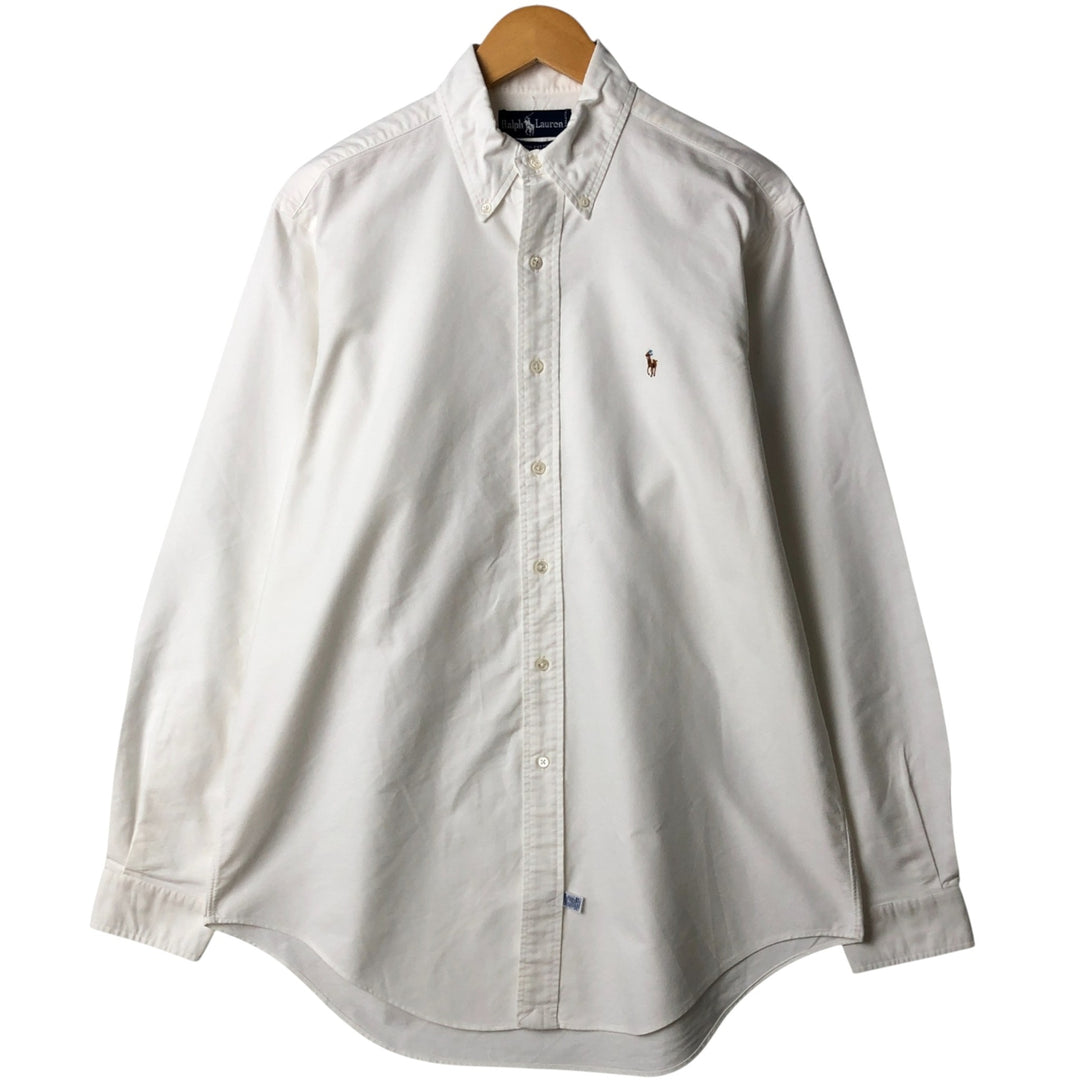 Ralph Lauren long sleeve button down shirt, men's size L cotton white type Vintage Second Hand