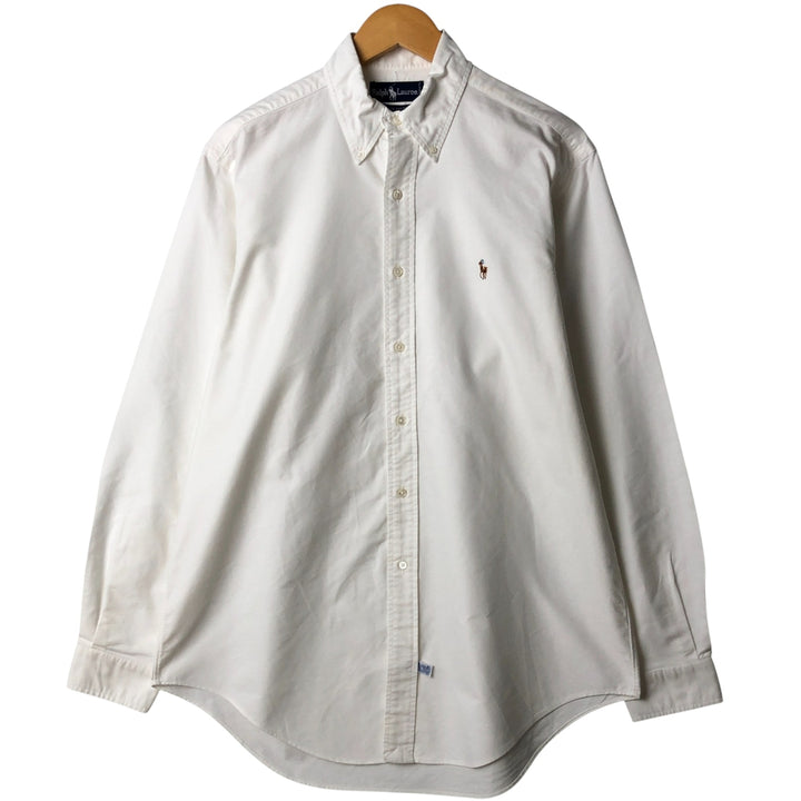 Ralph Lauren long sleeve button down shirt, men's size L cotton white type Vintage Second Hand