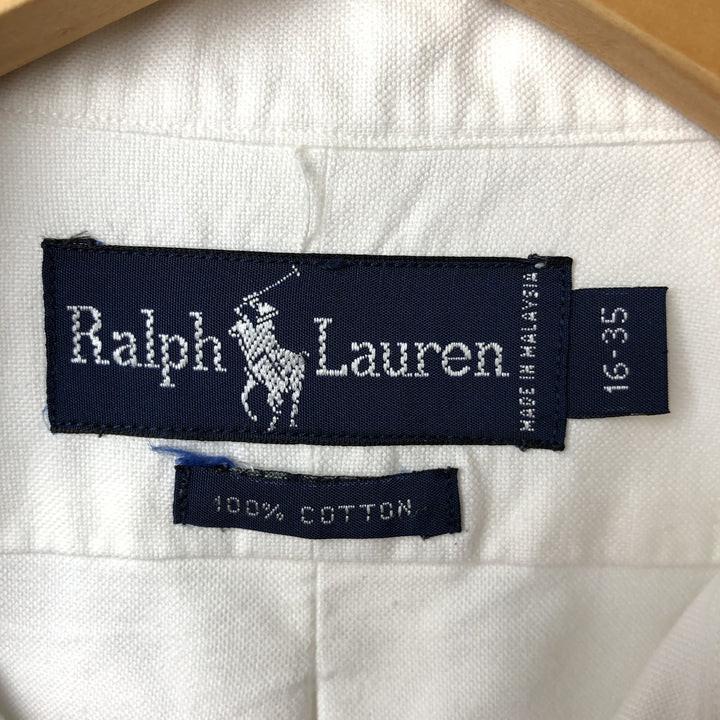 Ralph Lauren long sleeve button down shirt, men's size L cotton white type Vintage Second Hand