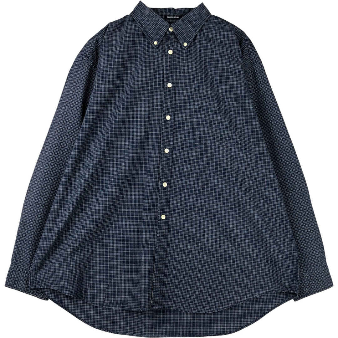 90s-00'S GAP Classic Oxford Long Sleeve Button-Down Check Shirt, Men's Size XL, Vintage cotton navy blue type Vintage Second Hand
