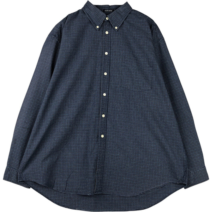 90s-00'S GAP Classic Oxford Long Sleeve Button-Down Check Shirt, Men's Size XL, Vintage cotton navy blue type Vintage Second Hand