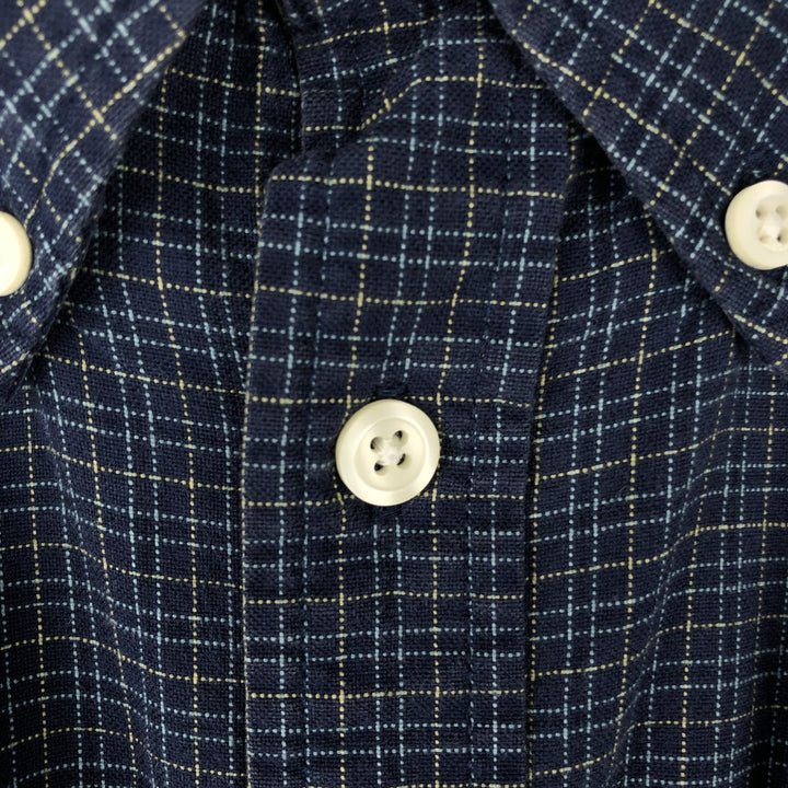 90s-00'S GAP Classic Oxford Long Sleeve Button-Down Check Shirt, Men's Size XL, Vintage cotton navy blue type Vintage Second Hand