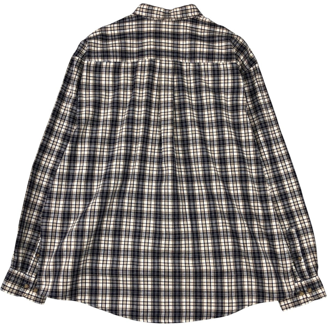 Eddie Bauer Long Sleeve Button-Down Check Shirt, Men's XL cotton navy blue type Vintage Second Hand