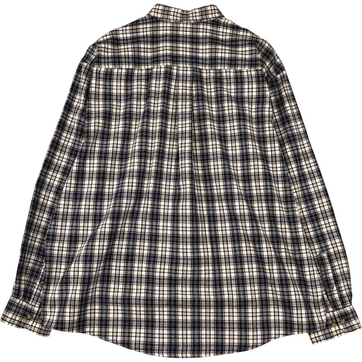 Eddie Bauer Long Sleeve Button-Down Check Shirt, Men's XL cotton navy blue type Vintage Second Hand
