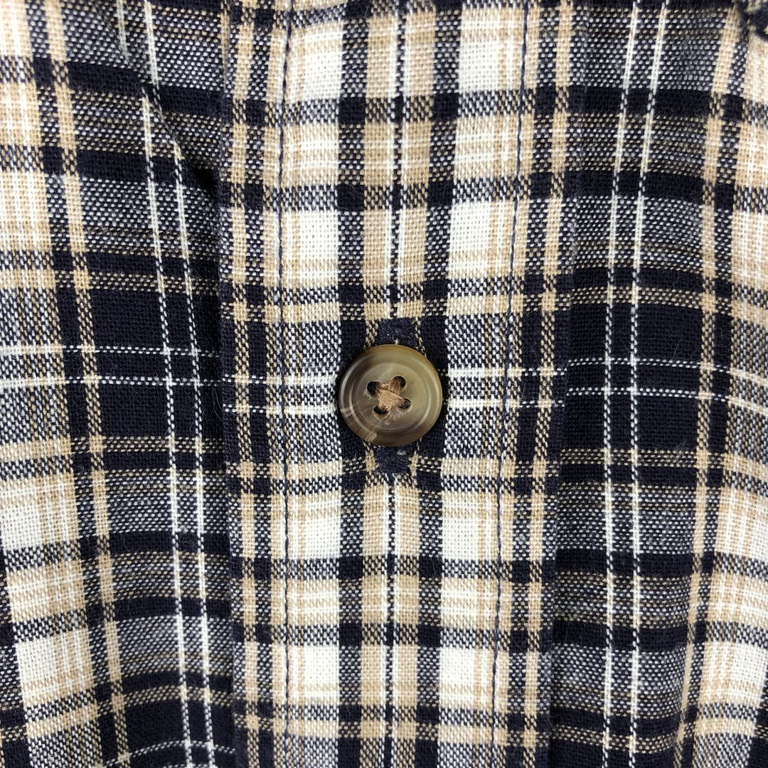 Eddie Bauer Long Sleeve Button-Down Check Shirt, Men's XL cotton navy blue type Vintage Second Hand