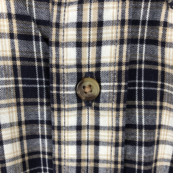 Eddie Bauer Long Sleeve Button-Down Check Shirt, Men's XL cotton navy blue type Vintage Second Hand