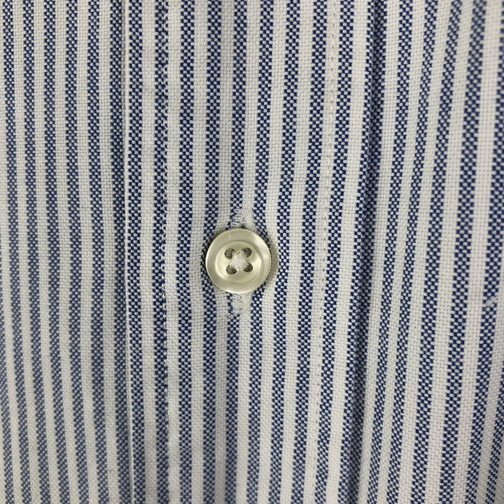 80s-90'S Brooks Brothers Est.1818 Long Sleeve Button-Down Striped Shirt Made in USA Men's Size L Vintage Supima Cotton navy blue type Vintage Second Hand