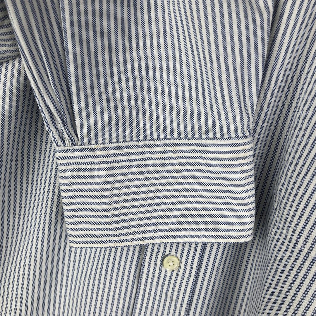 80s-90'S Brooks Brothers Est.1818 Long Sleeve Button-Down Striped Shirt Made in USA Men's Size L Vintage Supima Cotton navy blue type Vintage Second Hand