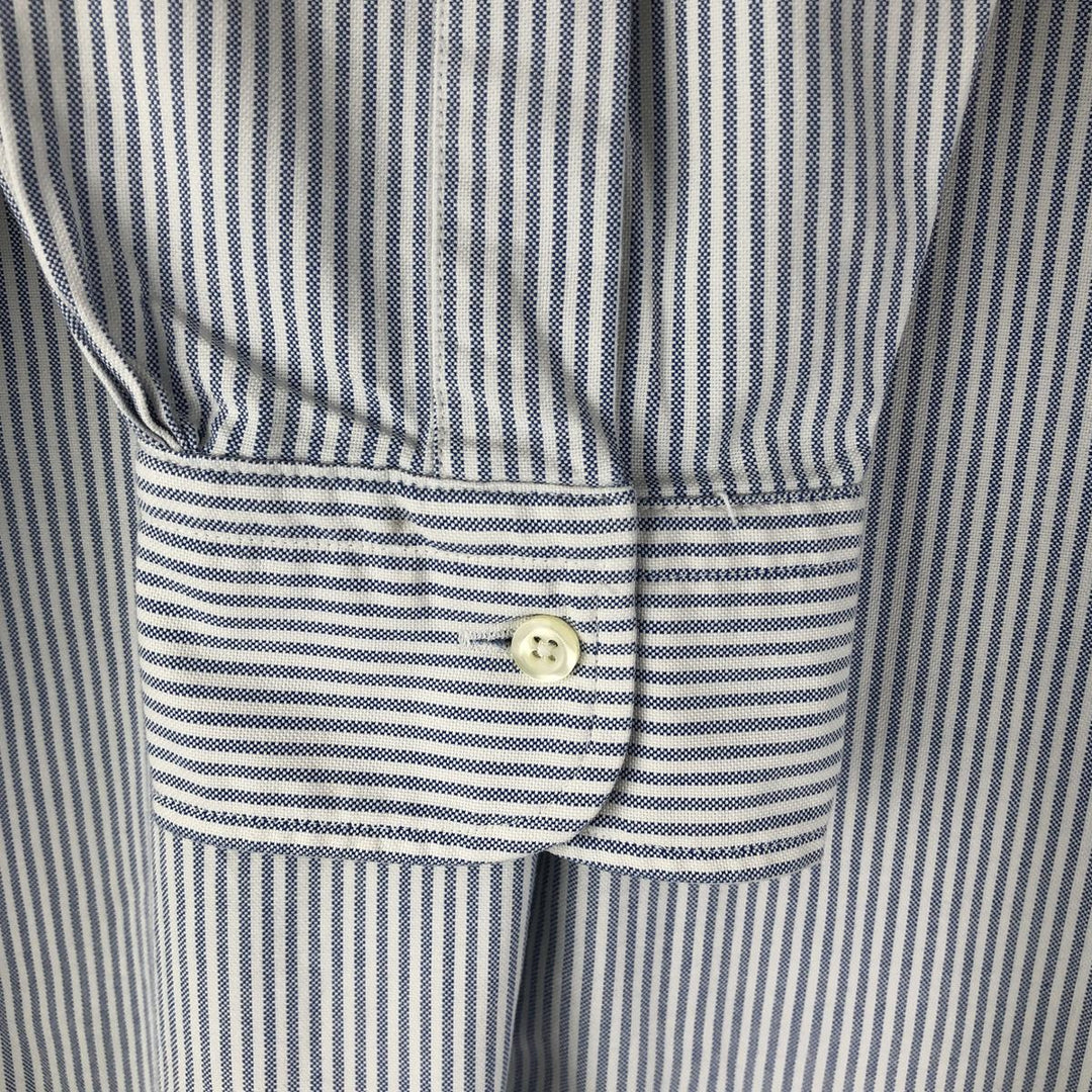 80s-90'S Brooks Brothers Est.1818 Long Sleeve Button-Down Striped Shirt Made in USA Men's Size L Vintage Supima Cotton navy blue type Vintage Second Hand