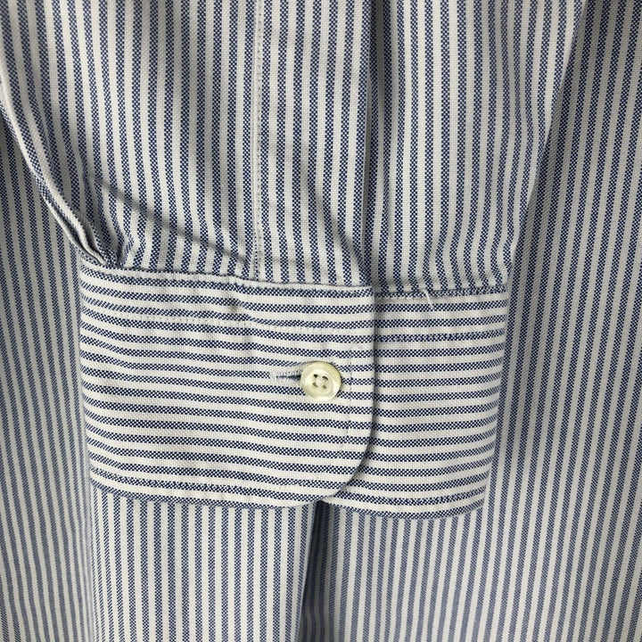 80s-90'S Brooks Brothers Est.1818 Long Sleeve Button-Down Striped Shirt Made in USA Men's Size L Vintage Supima Cotton navy blue type Vintage Second Hand
