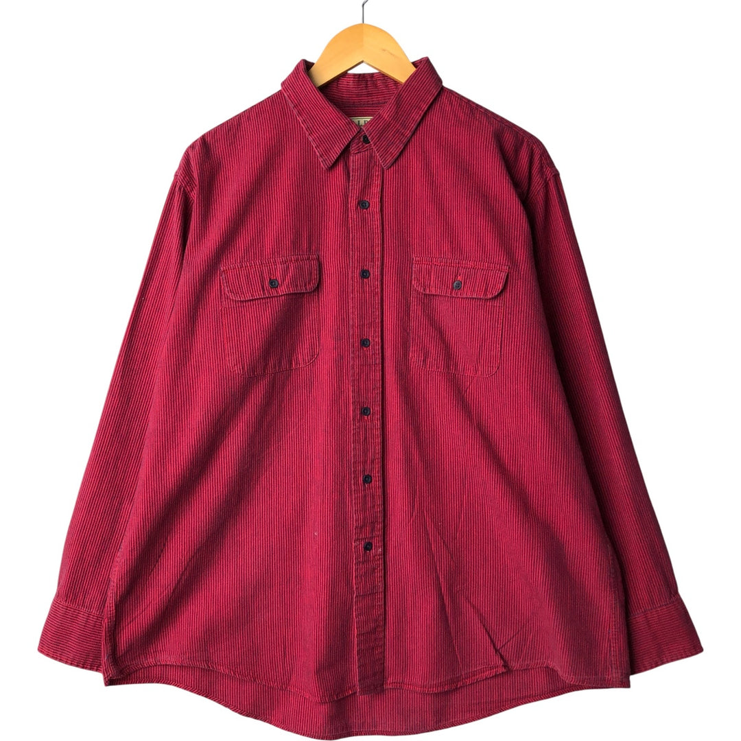 Vintage LLBean 80s-90'S Long Sleeve Cotton Striped Shirt, Made in USA, Men's XL cotton red type Vintage Second Hand