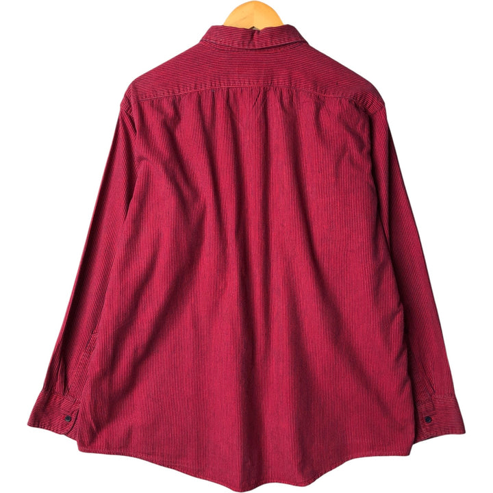 Vintage LLBean 80s-90'S Long Sleeve Cotton Striped Shirt, Made in USA, Men's XL cotton red type Vintage Second Hand