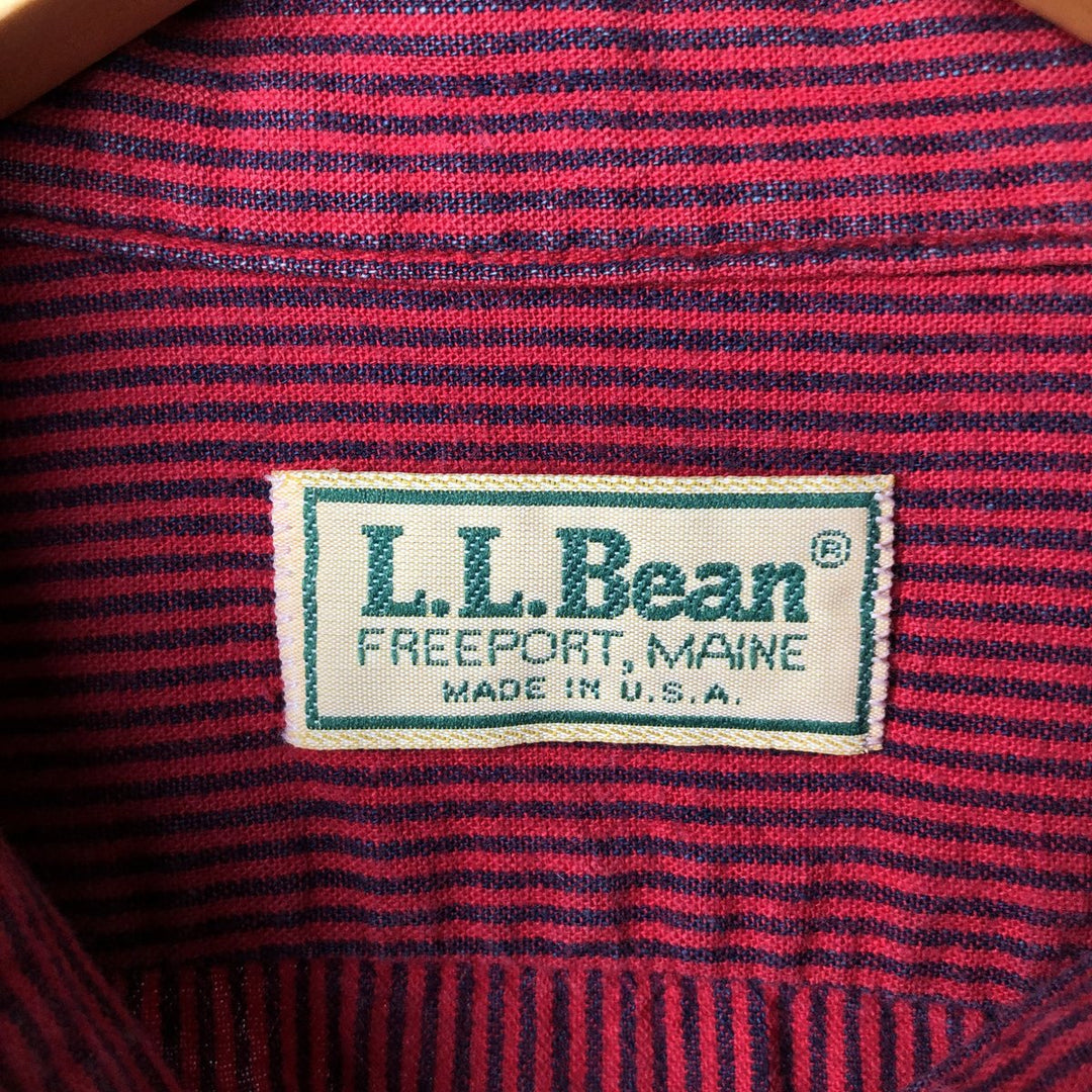 Vintage LLBean 80s-90'S Long Sleeve Cotton Striped Shirt, Made in USA, Men's XL cotton red type Vintage Second Hand