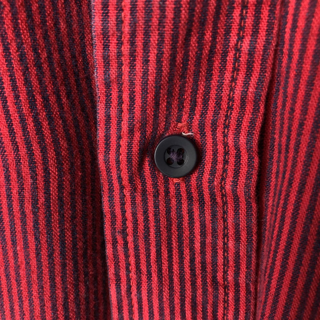 Vintage LLBean 80s-90'S Long Sleeve Cotton Striped Shirt, Made in USA, Men's XL cotton red type Vintage Second Hand
