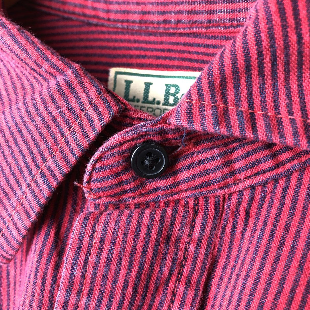 Vintage LLBean 80s-90'S Long Sleeve Cotton Striped Shirt, Made in USA, Men's XL cotton red type Vintage Second Hand