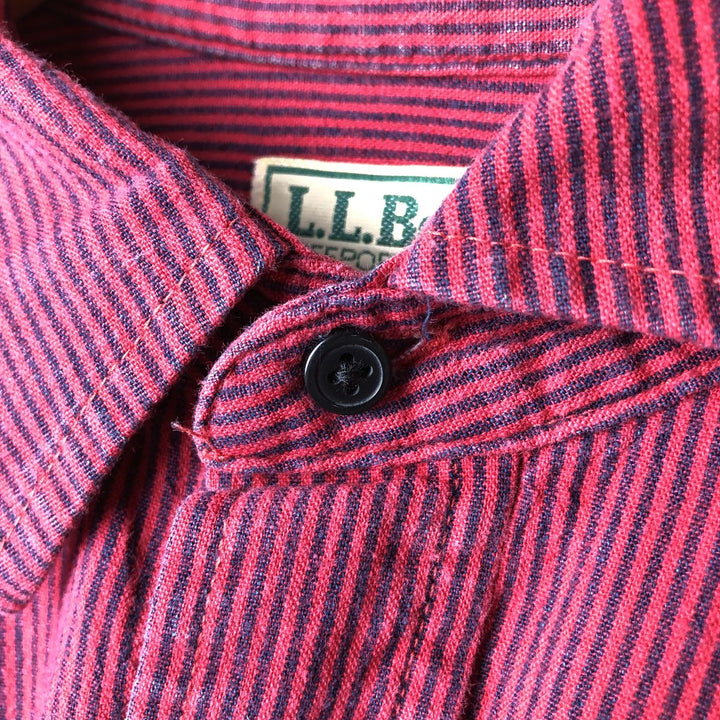 Vintage LLBean 80s-90'S Long Sleeve Cotton Striped Shirt, Made in USA, Men's XL cotton red type Vintage Second Hand