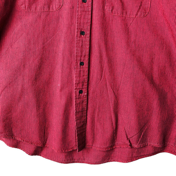 Vintage LLBean 80s-90'S Long Sleeve Cotton Striped Shirt, Made in USA, Men's XL cotton red type Vintage Second Hand