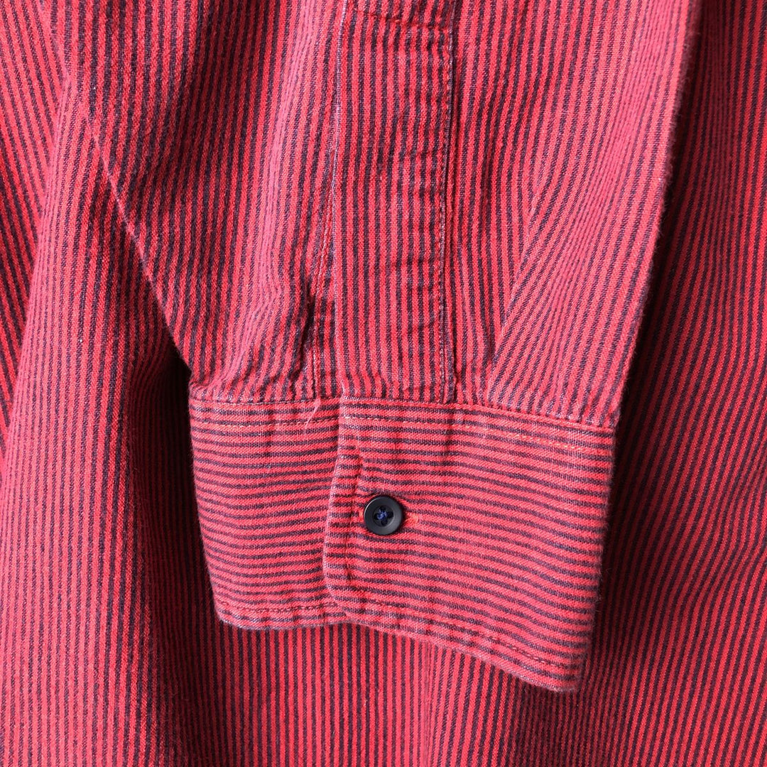 Vintage LLBean 80s-90'S Long Sleeve Cotton Striped Shirt, Made in USA, Men's XL cotton red type Vintage Second Hand