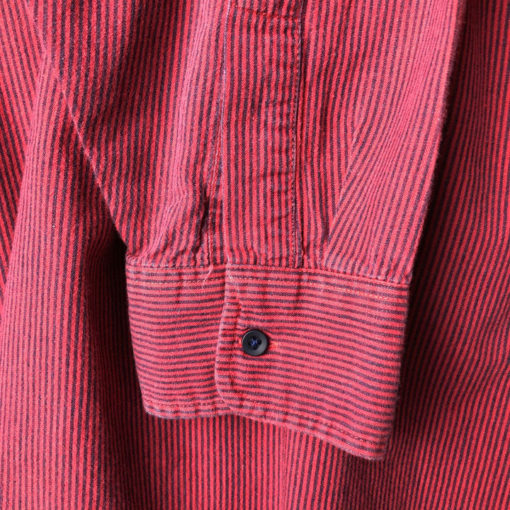 Vintage LLBean 80s-90'S Long Sleeve Cotton Striped Shirt, Made in USA, Men's XL cotton red type Vintage Second Hand