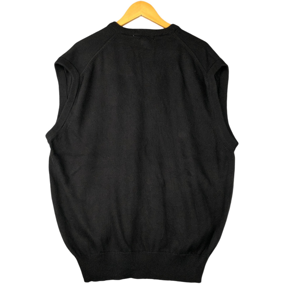 IZOD CLUB V-neck cotton knit vest, made in the USA, men's size XL cotton black type Vintage Second Hand