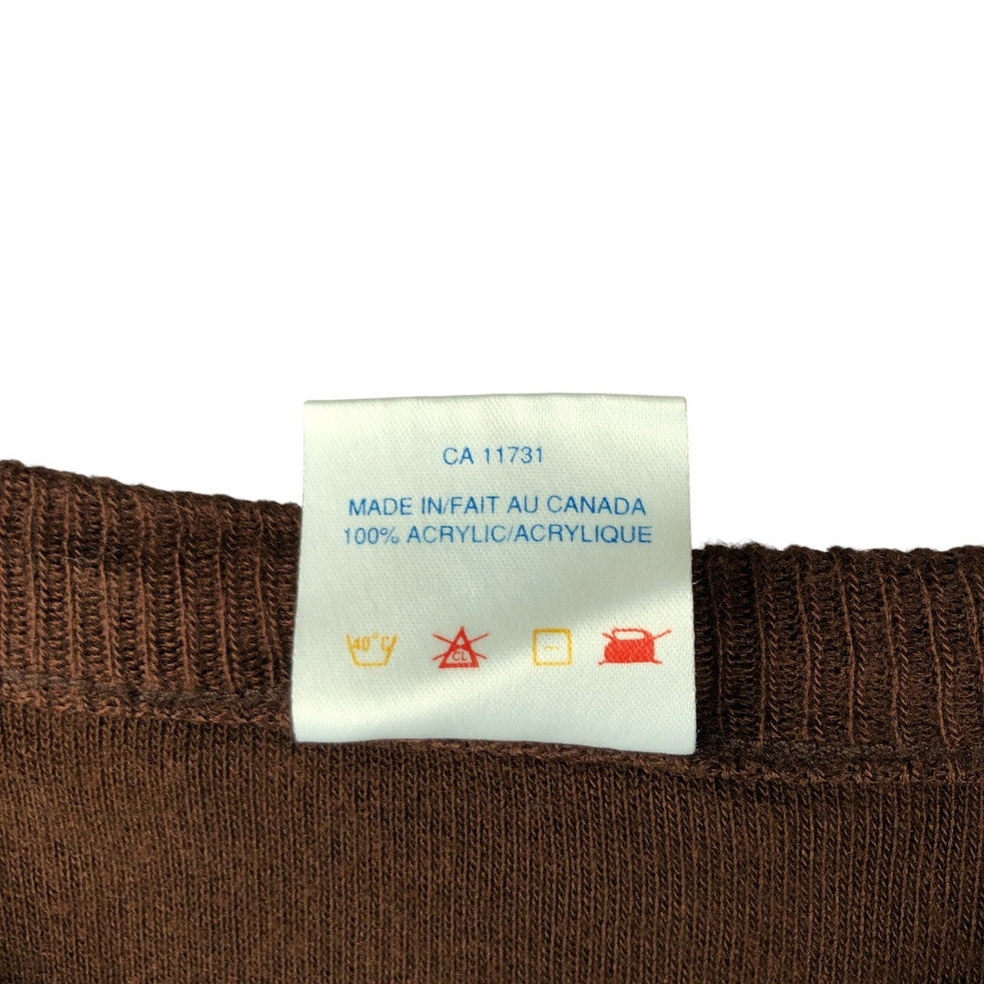 SKY KNITTING V-Neck Acrylic Knit Vest, Made in Canada, Men's Size L acrylic brown type Vintage Second Hand