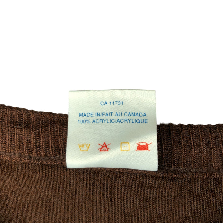 SKY KNITTING V-Neck Acrylic Knit Vest, Made in Canada, Men's Size L acrylic brown type Vintage Second Hand