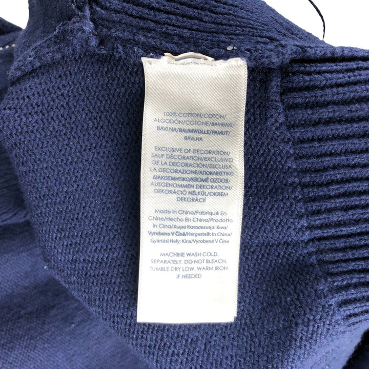 CHAPS Ribbed Open-Front Cotton Knit Vest, Men's Size L cotton Navy blue Vintage Second Hand