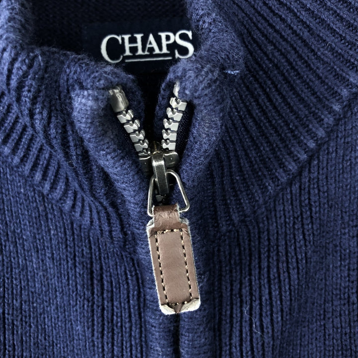 CHAPS Ribbed Open-Front Cotton Knit Vest, Men's Size L cotton Navy blue Vintage Second Hand