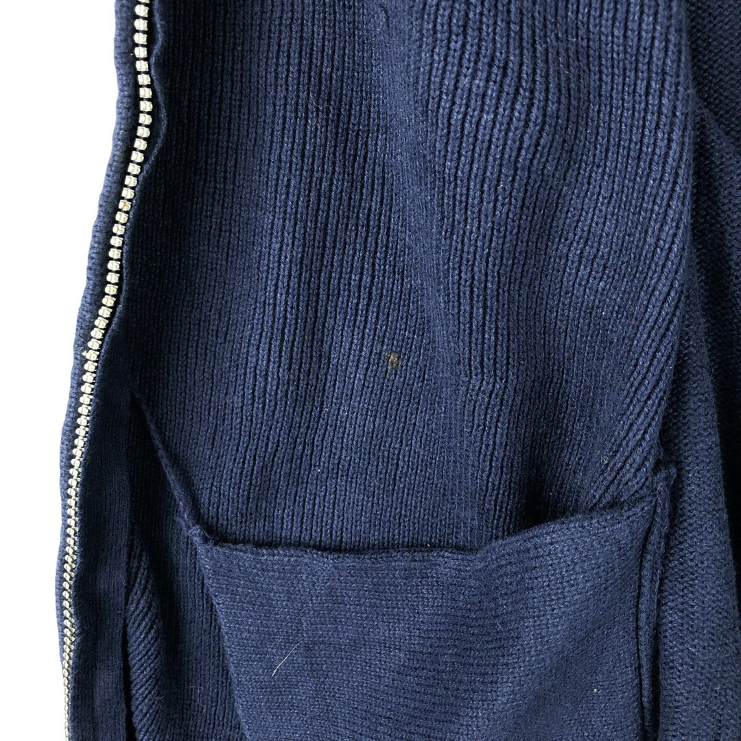 CHAPS Ribbed Open-Front Cotton Knit Vest, Men's Size L cotton Navy blue Vintage Second Hand