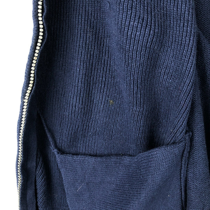 CHAPS Ribbed Open-Front Cotton Knit Vest, Men's Size L cotton Navy blue Vintage Second Hand