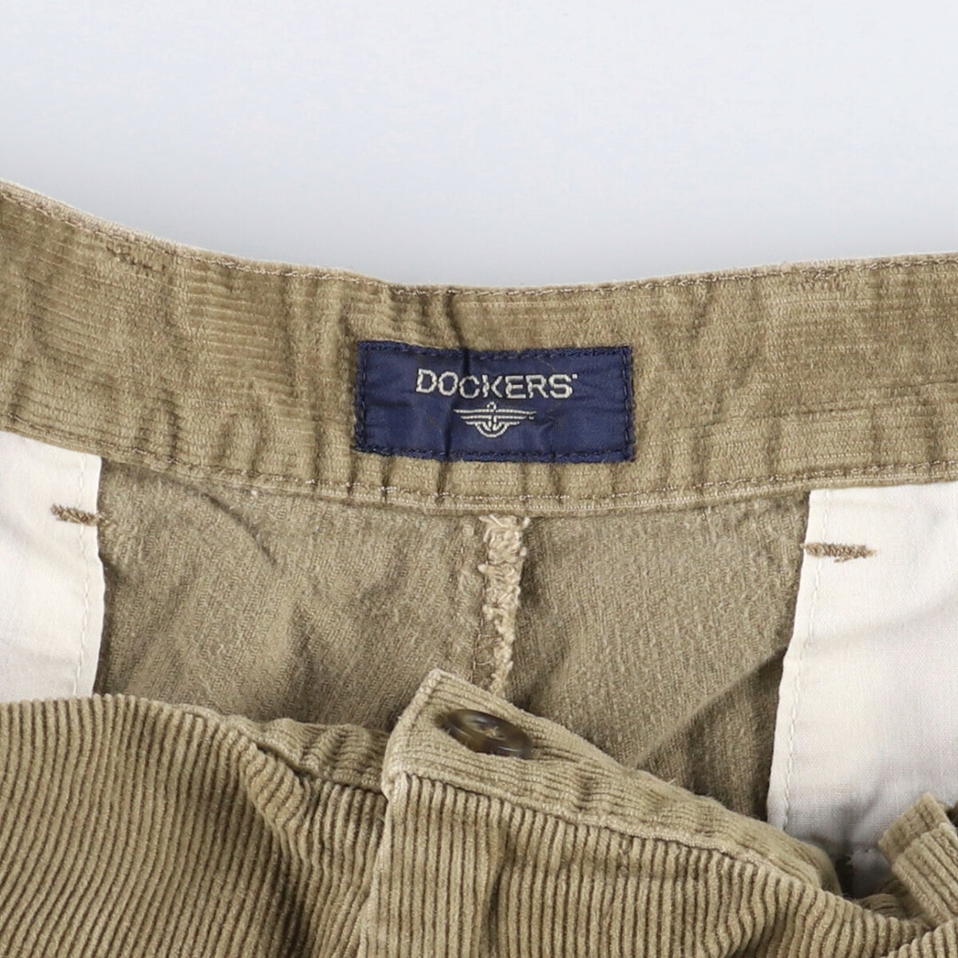 2000'S Dockers Flat Front Relaxed Fit Corduroy Pants, Men's, Size W32 cotton beige type brown Vintage Second Hand