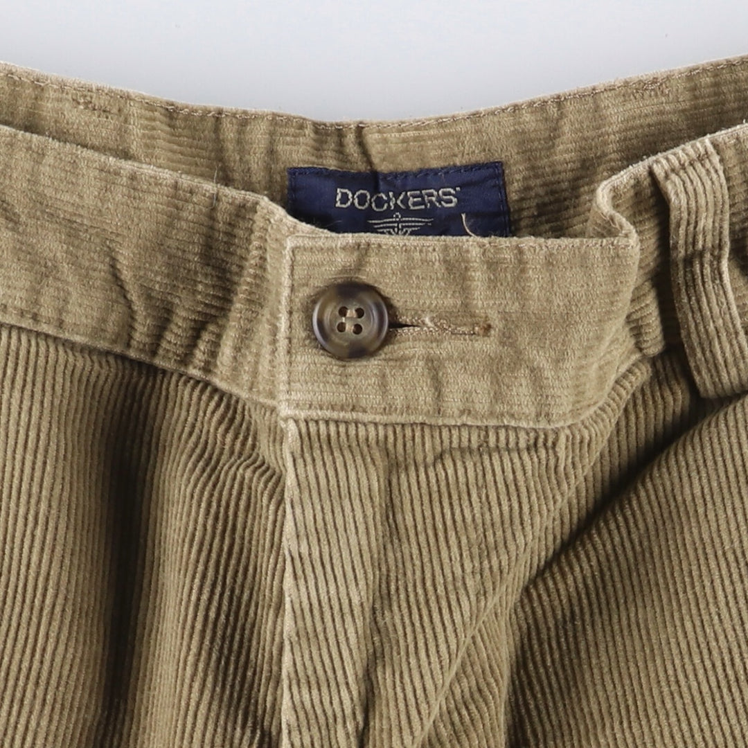 2000'S Dockers Flat Front Relaxed Fit Corduroy Pants, Men's, Size W32 cotton beige type brown Vintage Second Hand