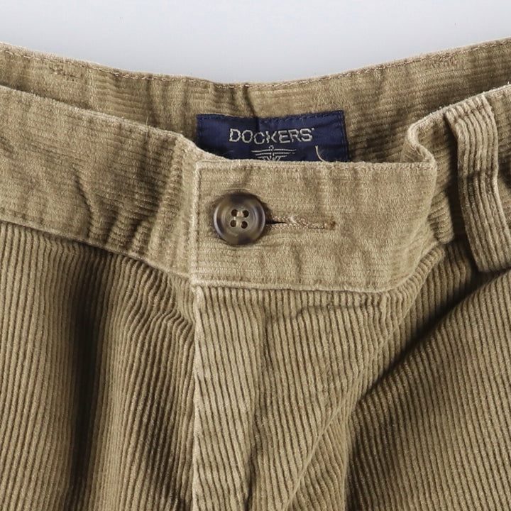2000'S Dockers Flat Front Relaxed Fit Corduroy Pants, Men's, Size W32 cotton beige type brown Vintage Second Hand