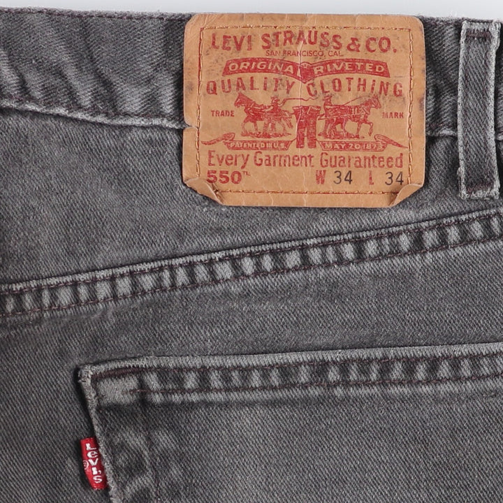 00'S Levi's 550 Relaxed Fit Black Denim Tapered Denim Pants Men's W33 cotton black type Vintage Second Hand