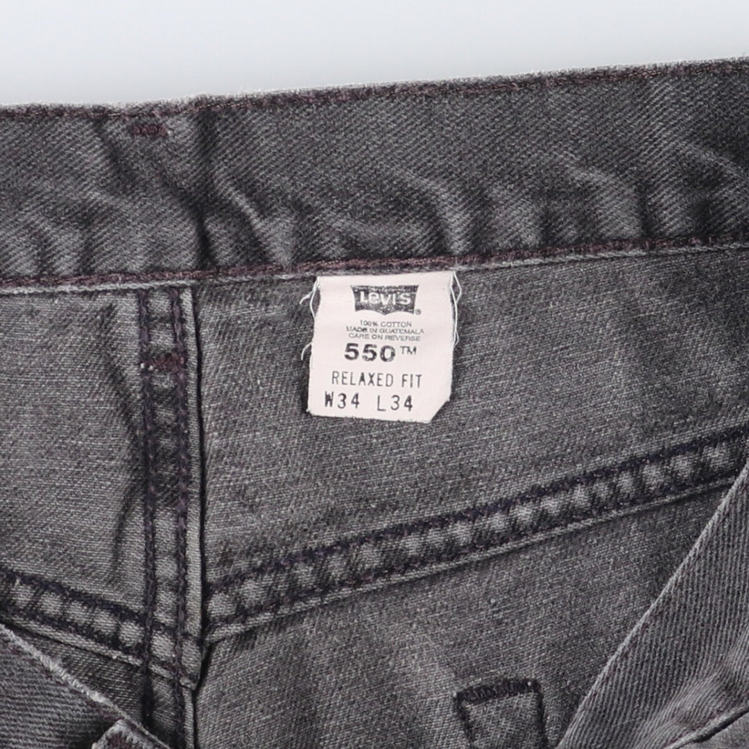 00'S Levi's 550 Relaxed Fit Black Denim Tapered Denim Pants Men's W33 cotton black type Vintage Second Hand