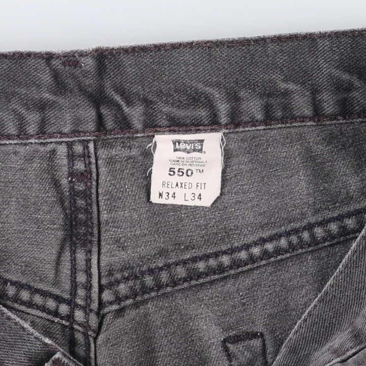 00'S Levi's 550 Relaxed Fit Black Denim Tapered Denim Pants Men's W33 cotton black type Vintage Second Hand