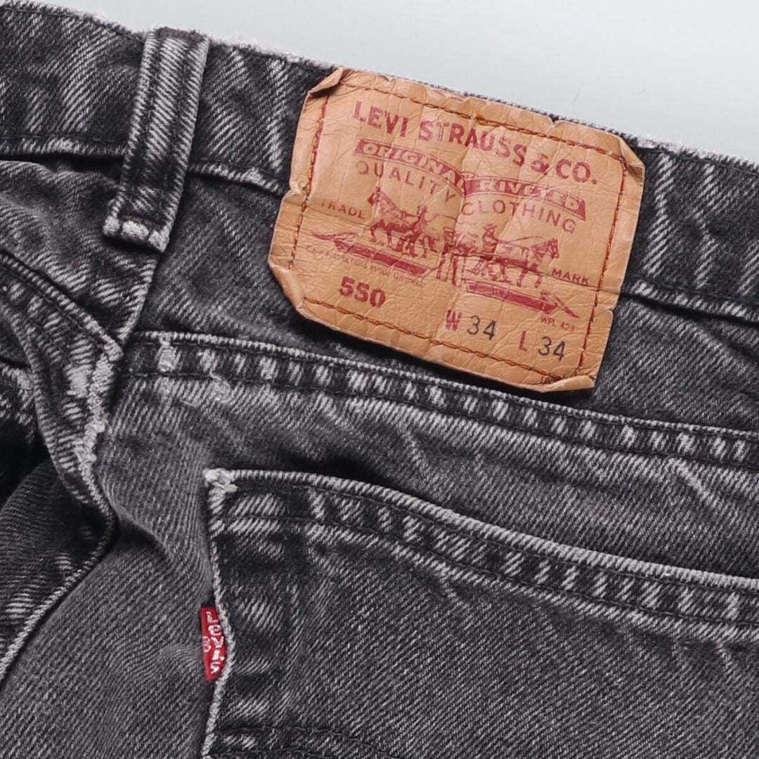 Levi's 550 Black Denim Tapered Denim Pants Men's W34 cotton black type Vintage Second Hand