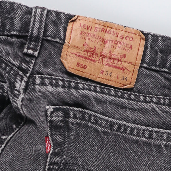 Levi's 550 Black Denim Tapered Denim Pants Men's W34 cotton black type Vintage Second Hand