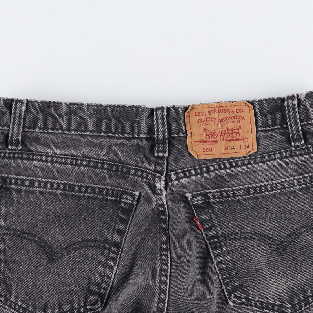 Levi's 550 Black Denim Tapered Denim Pants Men's W34 cotton black type Vintage Second Hand