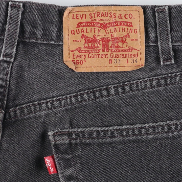 00'S Levi's 550 Relaxed Fit Black Denim Tapered Denim Pants Men's W32 cotton brick settler Vintage Second Hand