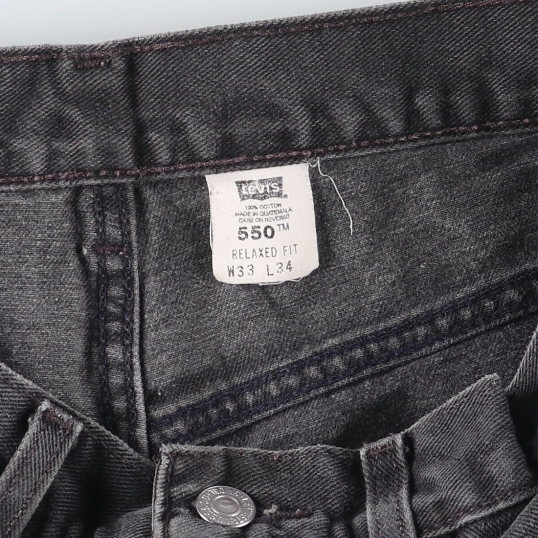 00'S Levi's 550 Relaxed Fit Black Denim Tapered Denim Pants Men's W32 cotton brick settler Vintage Second Hand
