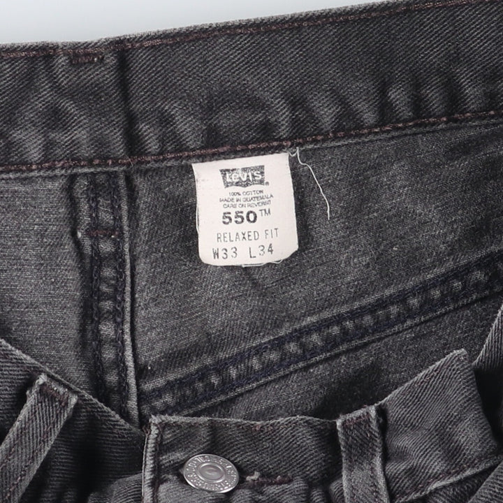 00'S Levi's 550 Relaxed Fit Black Denim Tapered Denim Pants Men's W32 cotton brick settler Vintage Second Hand